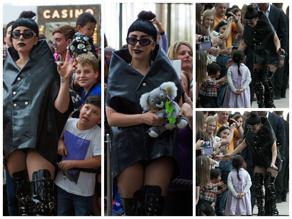 Леди Гага пугает детей в аэропорту Перта в Австралии 