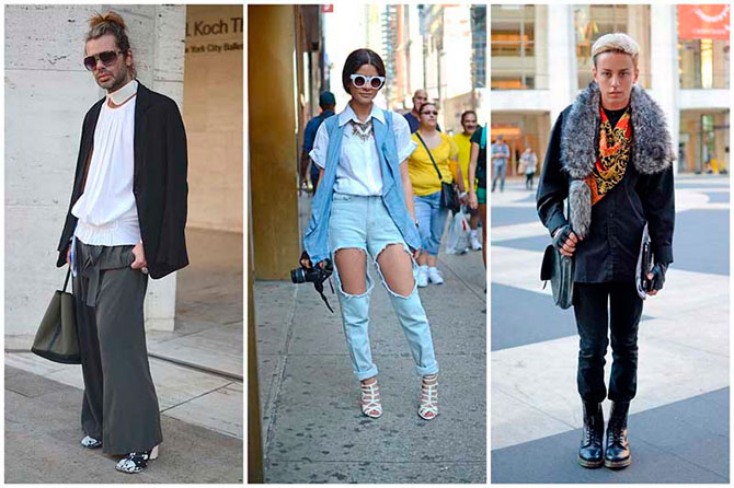 Модники на неделе моды в Нью-Йорке 